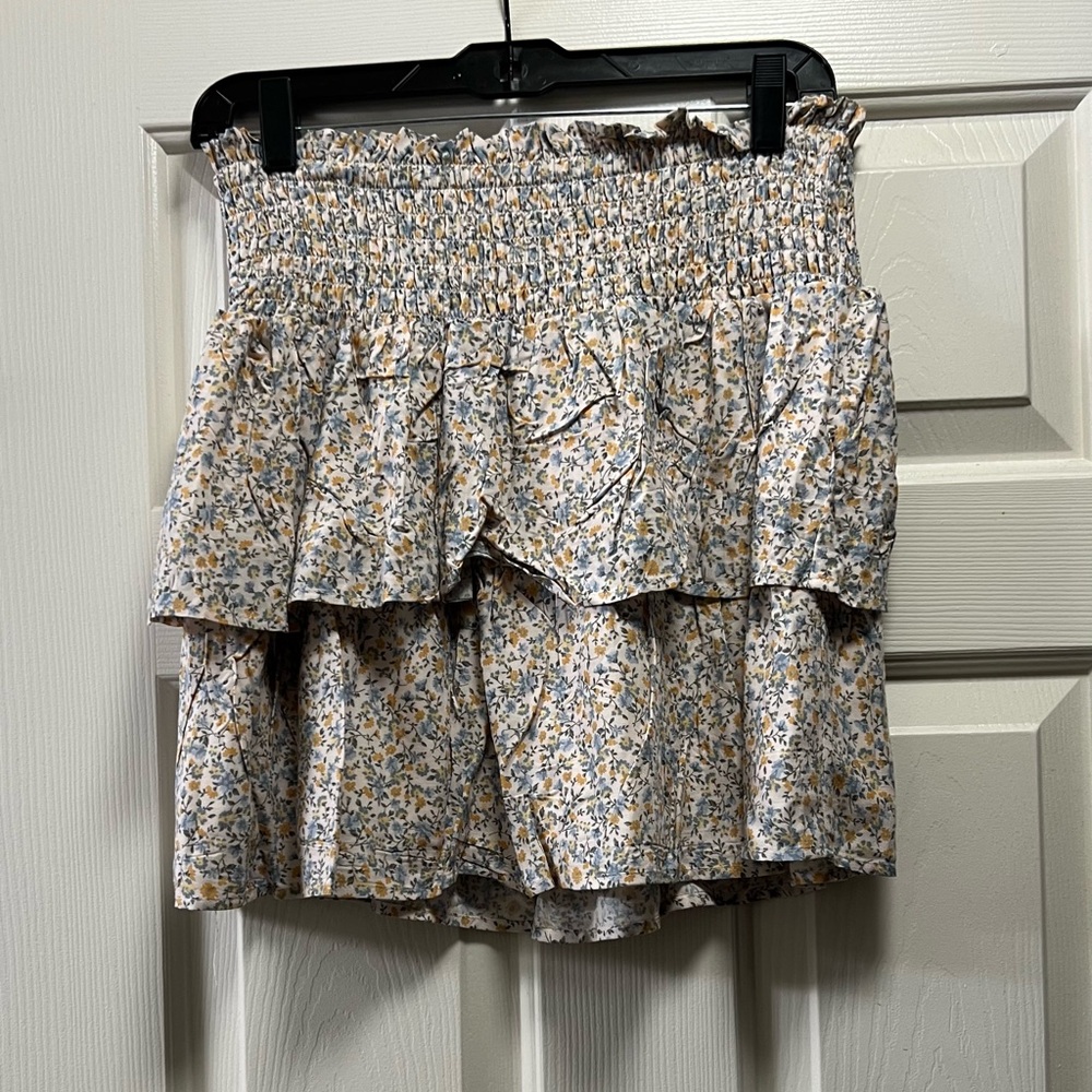 Floral Smocked Ruffle Mini Skirt